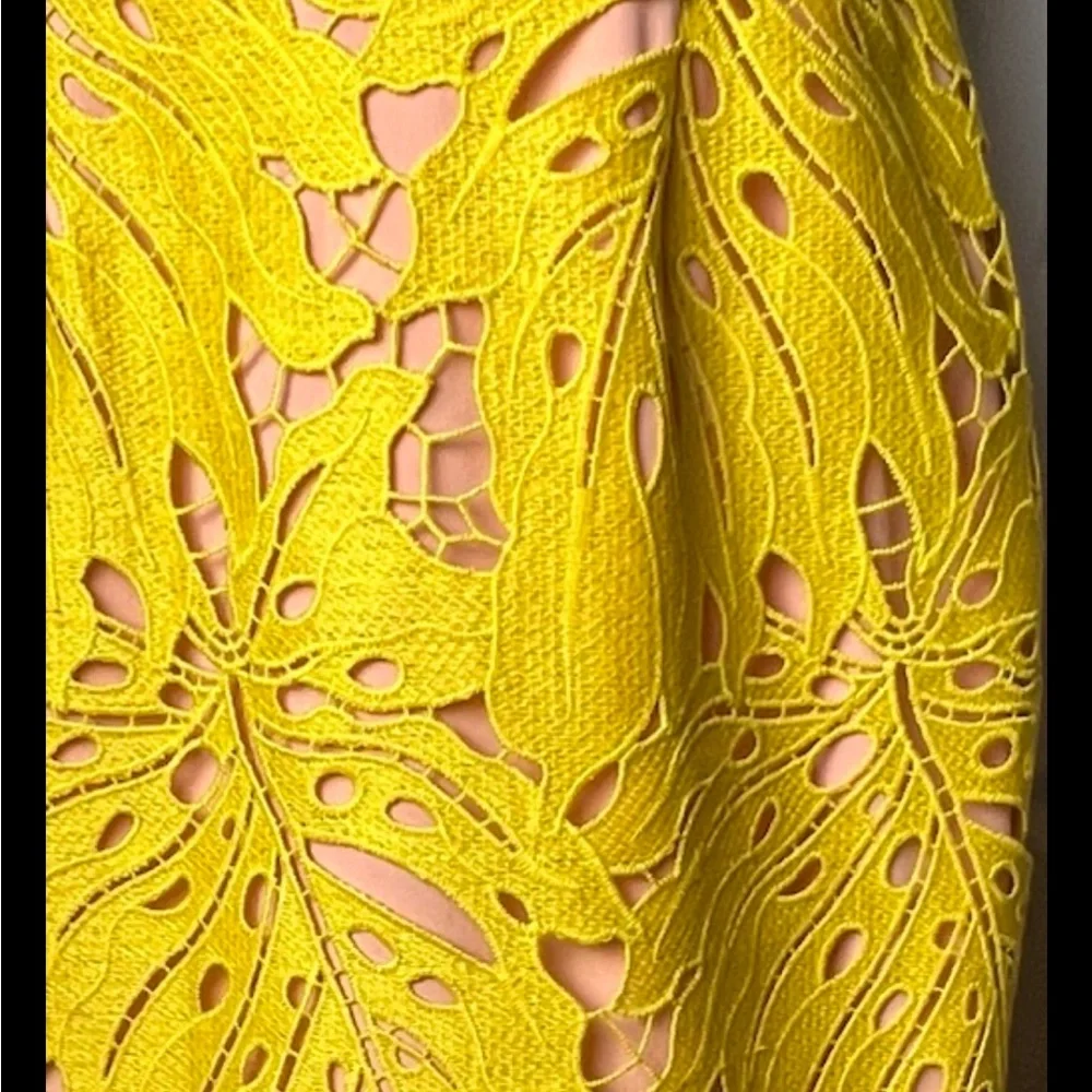 MAEVE Anthropologie Gardenia Lace Overlay Dress Sleeveless Column V Yellow